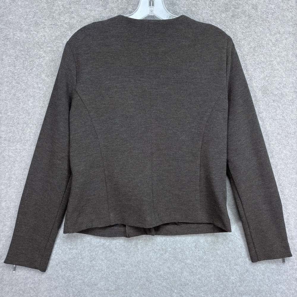 Roz Ali Moto Knit Jacket Size‎ Medium Gray Zip Front Y2K Edgy Chic Grunge - Picture 3 of 8